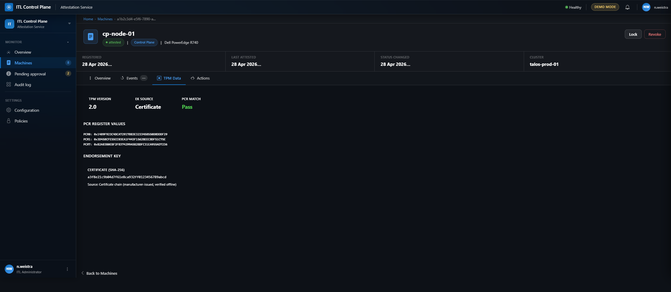 Machine detail — TPM Data